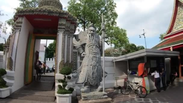Beeldhouwkunst Wat Phra Chetuphon Wat Pho Boeddhistisch Tempelcomplex Phra Nakhon — Stockvideo
