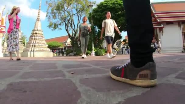 Foot Steps Follow Phra Chedi Rai Wat Phra Chetuphon Wat — Αρχείο Βίντεο