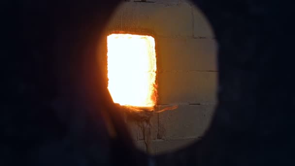 Calentamiento de productos en un horno de alta temperatura en producción de cerca — Vídeos de Stock