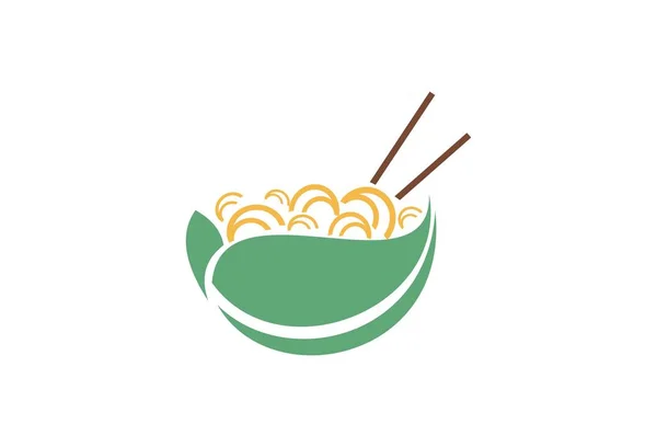 Green Noodle Chopsticks Healthy Tasty Asian Food Symbol — Stock Vector