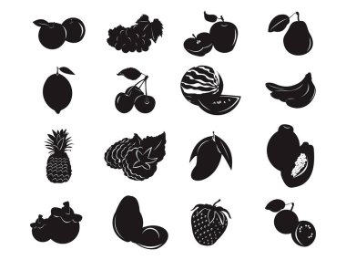 Meyve tropikal sağlık gıda siluet siyah simgesi simgesi