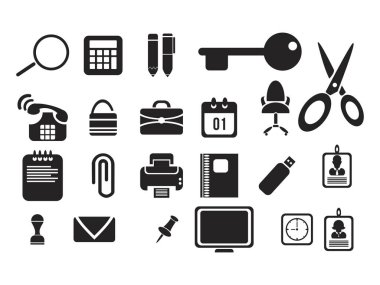 Office Business iş ekipman araç siyah simge simgesine