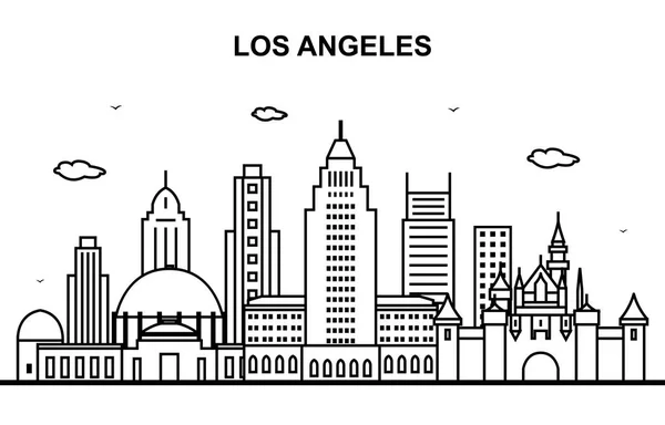 Recorrido Por Ciudad Los Ángeles Paisaje Urbano Esquema Línea Skyline — Archivo Imágenes Vectoriales