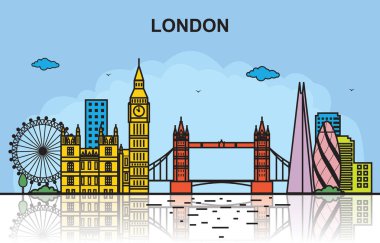 London City tur Cityscape manzarası renkli resimde