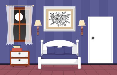 Oda düz tasarlamak uyumak yatak odası iç