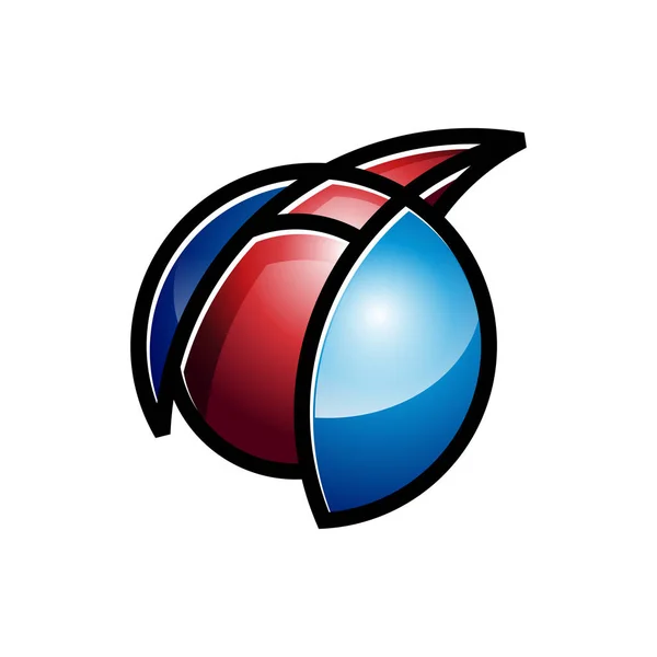 Een Brief Eerste Abstracte Glanzende Bal Symbool Logo — Stockvector