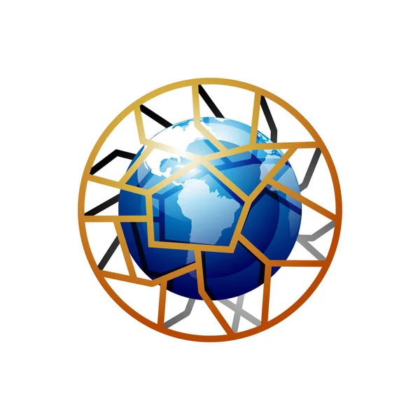 Earth Globe Basket Web Logo — Stock Vector
