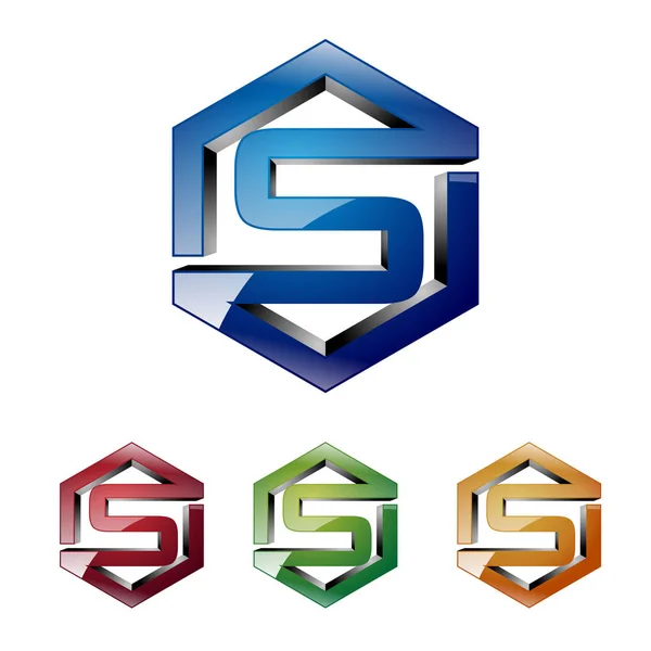 Logo Symbole Moderne Hexagone Initial Lettre — Image vectorielle