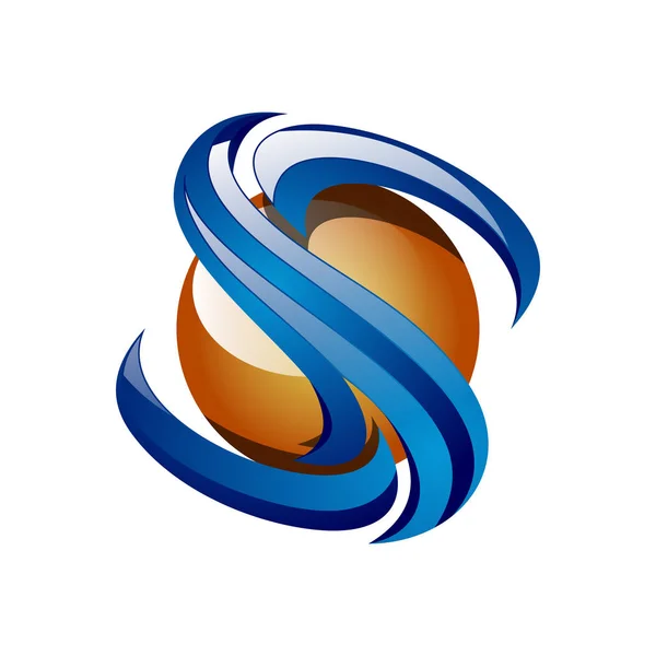 Letter Initial Shiny Ball Technology Internet Logo — Stock Vector