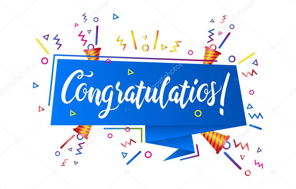 Congratulations Typography Handwritten Lettering Greeting Card Banner