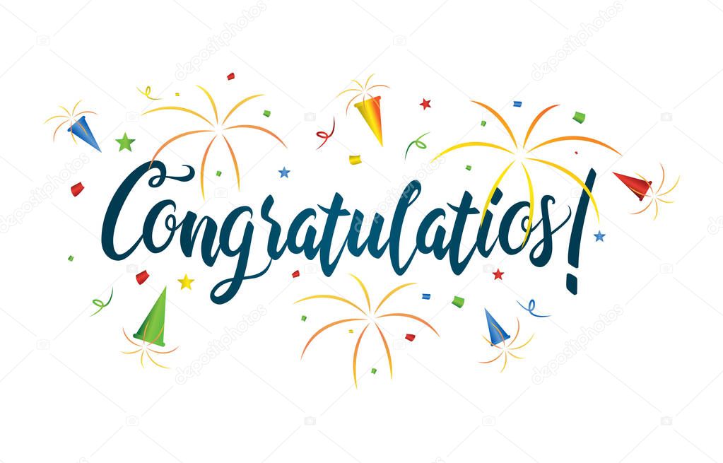 Congratulations Typography Handwritten Lettering Greeting Card Banner