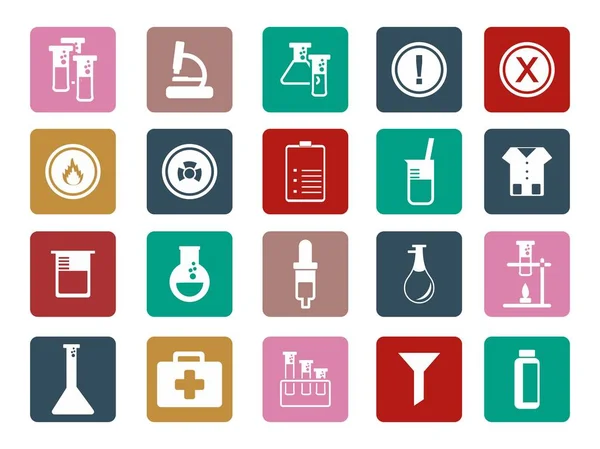 Equipo Herramientas Laboratorio Ciencias Médicas Colorido Icono Cuadrado — Vector de stock