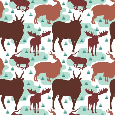 Dikişsiz desen boynuzlu geyik Buck geyik tekrarlanabilir