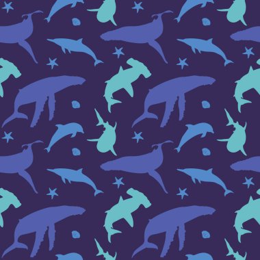 Büyük deniz balina yunus köpekbalığı seamless modeli