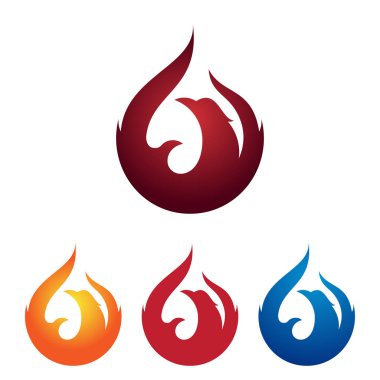 Phoenix kuş alev Logo illüstrasyon yanan ateş