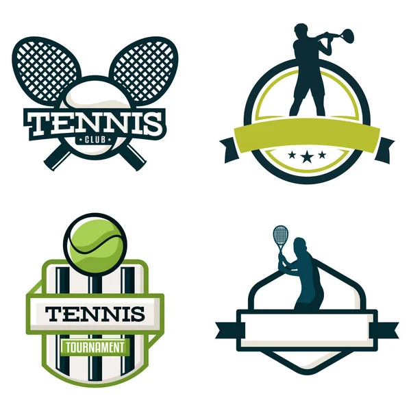 Tennisspieler Sport Match Schild Schläger Logo — Stockvektor