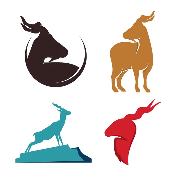 Ελάφι Ελάφι Αντιλόπη Κατσίκα Στο Πρότυπο Λογότυπο Άγριας Ζωής — Διανυσματικό Αρχείο