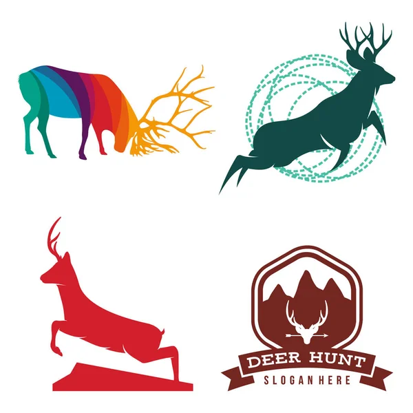Αρσενικό Ελάφι Ελάφια Στο Πρότυπο Λογότυπο Άγριας Ζωής Ορεινό Δάσος — Διανυσματικό Αρχείο