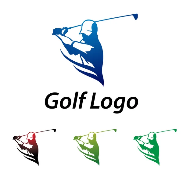 Logo Van Golf Swing Abstract Sloeg Bal — Stockvector