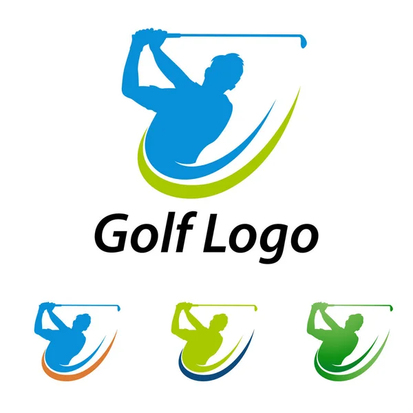 Golf Logotipo Modelo Balanço Bater Bola —  Vetores de Stock