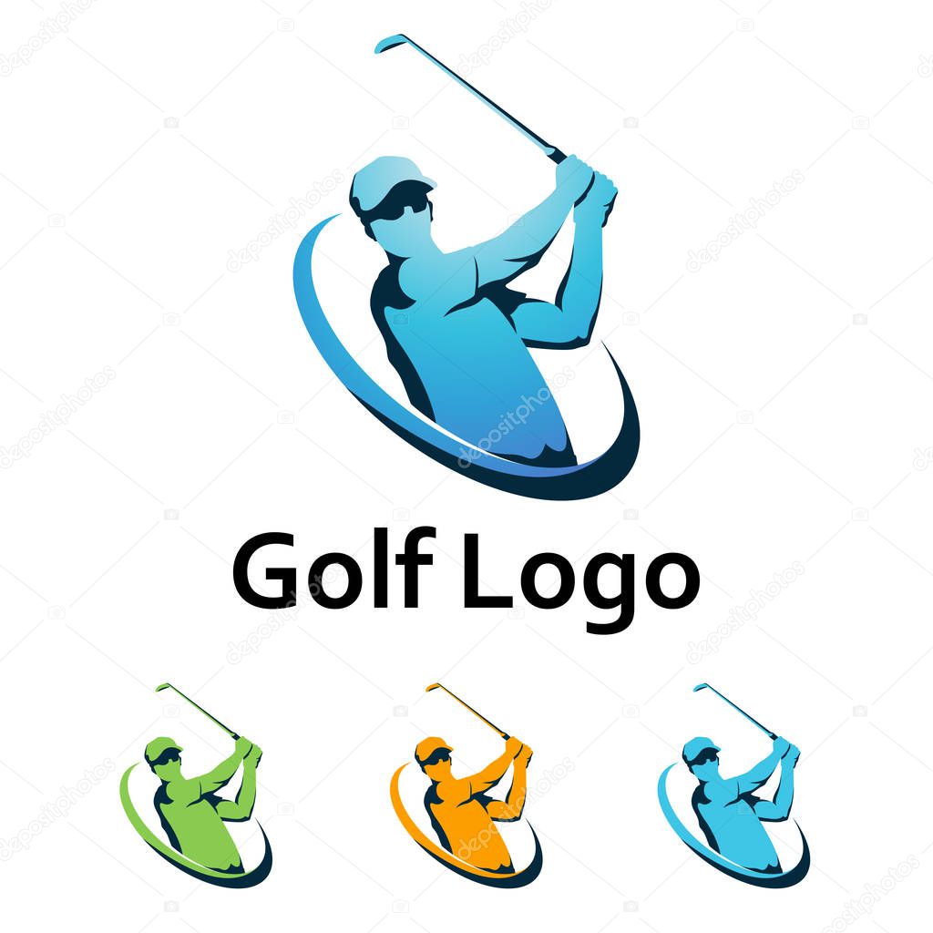 Golf Logo Cool Swing and Hit the Ball