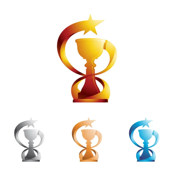 Звезды Кубка Элеганта Золото Серебро Бронзу — стоковый вектор