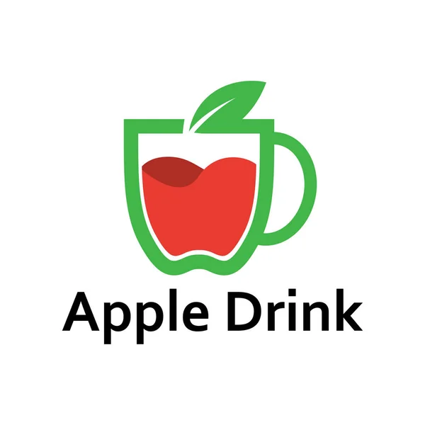 Modèle Logo Fruit Forme Tasse Boisson Pomme — Image vectorielle