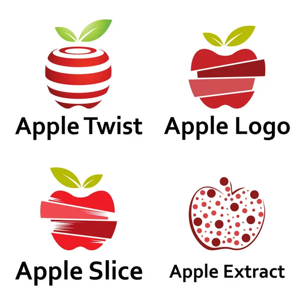 Apple Frukt Abstrakt Logo Collection Set — Stock vektor