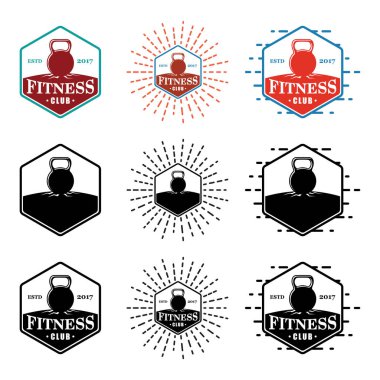 Fitness Kulübü logosu Vintage Altıgen şekil vektör