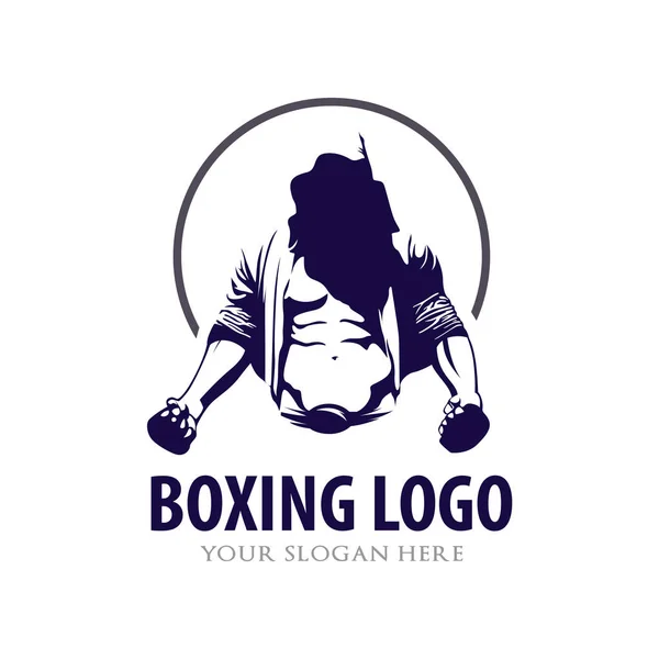 Boxeo Boxer Fighter Fitness Gimnasio Logo Plantilla — Archivo Imágenes Vectoriales