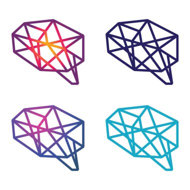 Line Art mozaik geometrik soyut beyin şekil şekil