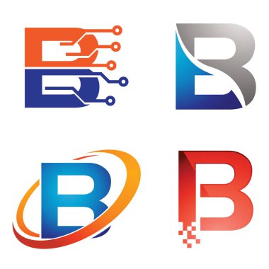 B - harfi teknoloji Internet ve bilgisayar sembolü Logo şablonu