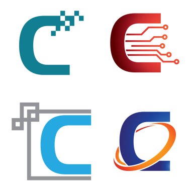 C - mektup teknoloji Internet ve bilgisayar sembolü Logo şablonu