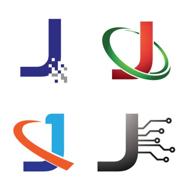 J - ilk harf teknoloji ve Internet simge Logo toplama