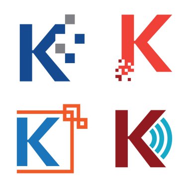 K ilk harfini teknoloji ve Internet simge Logo toplama