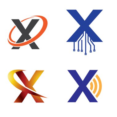 X - ilk harf teknoloji Logo sembol koleksiyonu
