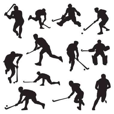 Hokey alan çim atlet siluet ayarla