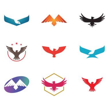 Kartal Şahin Şahin kuş basit soyut Logo koleksiyonu