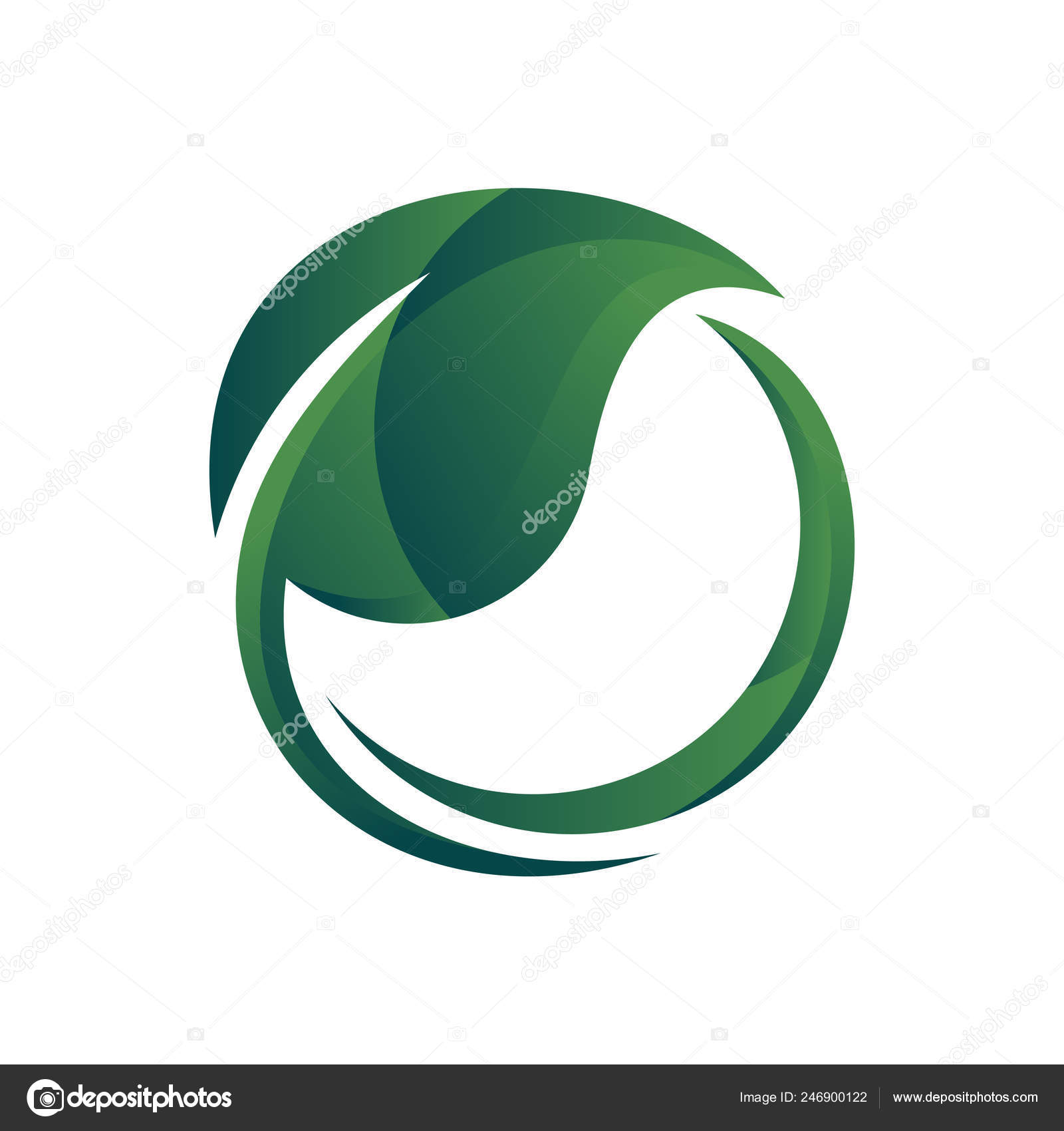 Cool Green Leaf Ecology Environment Simple Logo Stock Image by #246900122