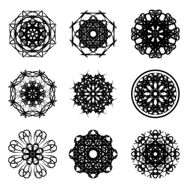 Etnik süsleme daire Mandala sanat paket ayarla
