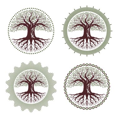 Yeşil ekoloji ağaç yaratıcı doğa Logo şablonu