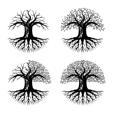 Kuru ve yeşil ağaç çevre silüeti