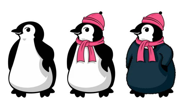 stock vector Cute Penguin in Winter Cloth Cartoon Character