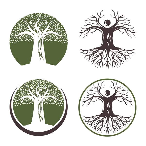 Verde Árvore Seca Natureza Paisagem Logotipo — Vetor de Stock