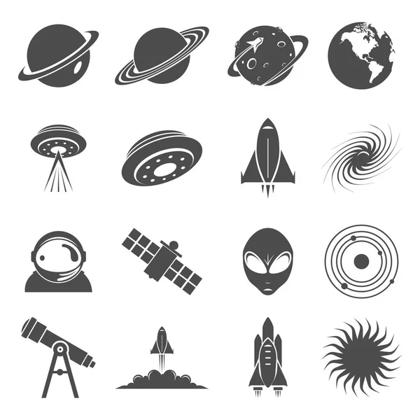 Ikona Zestaw Kolekcji Planet Przestrzeni Kosmicznej — Wektor stockowy