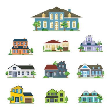 Evin dış ön görünüm konut kasaba Binası Set