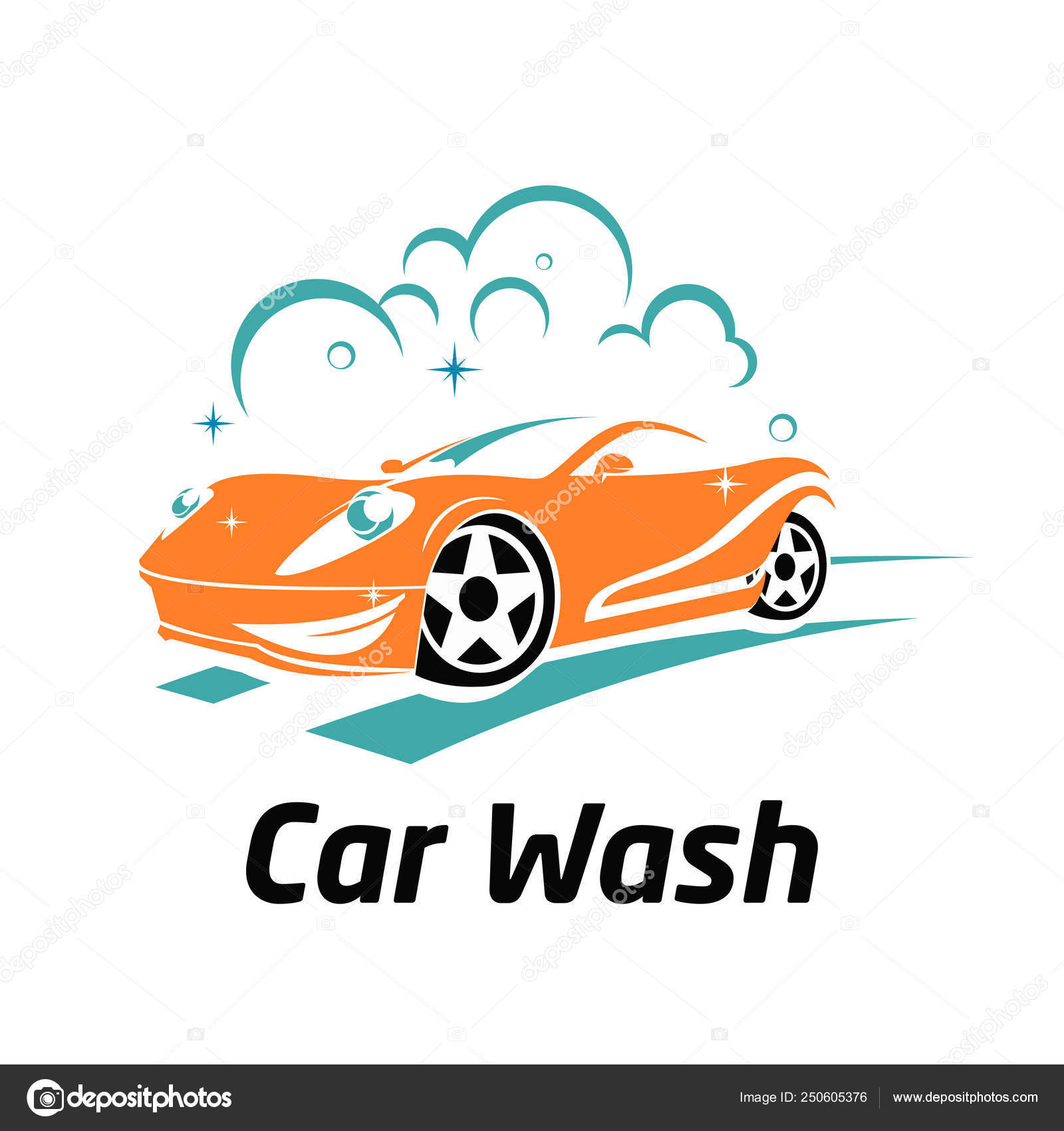 Cute Car Wash Cartoon Mascot Logo Template Stock Illustration by ...