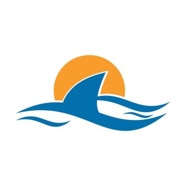 Köpek balığı balık Okyanusu günbatımı vektör çizim üzerinde