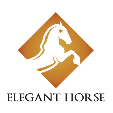 Zarif altın elmas Şahlanan at Logo şablonu