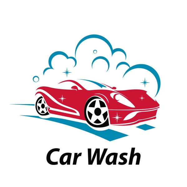 Logotipo fresco de la espuma de nieve del lavado del coche estupendo del deporte — Vector de stock